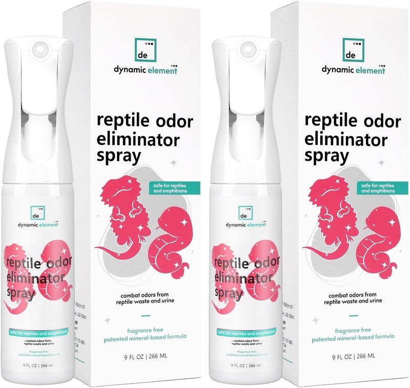 Dynamic Element (2-Pack Value Set) Reptile Tank Odor Eliminator Spray – Unscented Natural Mineral Formula - Remove Waste Smells in Bearded Dragon and Turtle Tanks – 18 Fl Oz Total (2 x 9 Fl Oz) - Image 1
